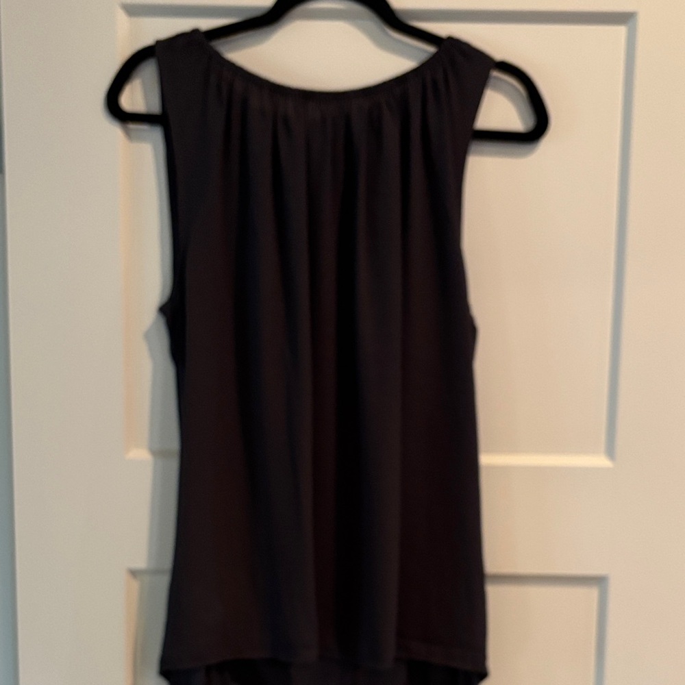 LOFT Black Sleeveless Gathered Neck Shell Top
